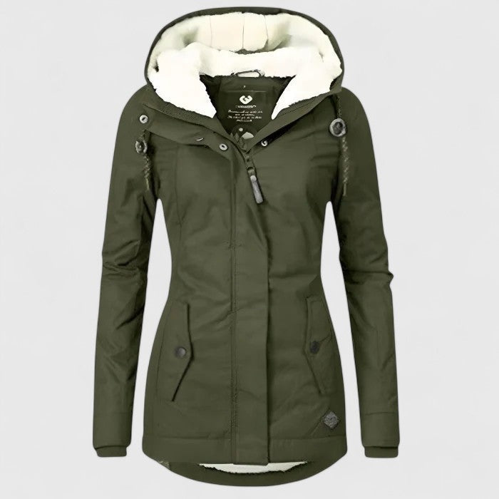 Hildegard | Jacke Damen mit Sherpa-Futter und Kapuze Gefüttert Warm
