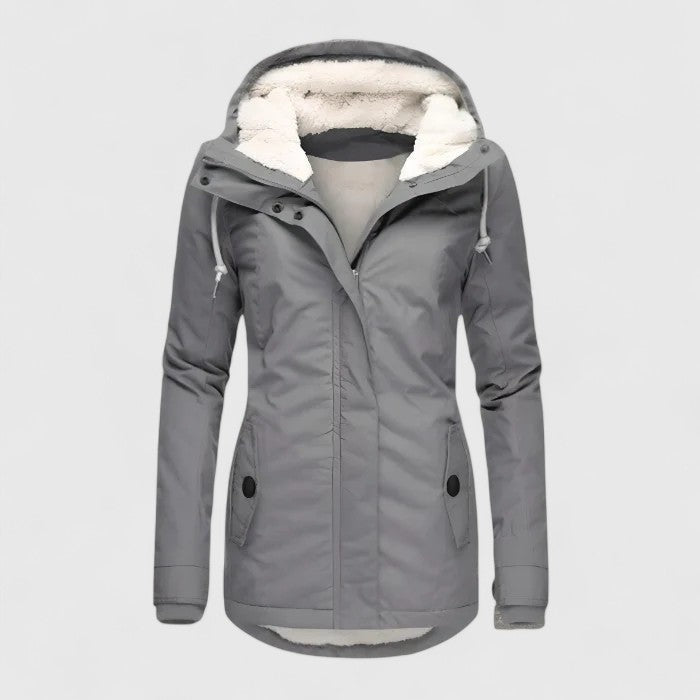 Hildegard | Jacke Damen mit Sherpa-Futter und Kapuze Gefüttert Warm