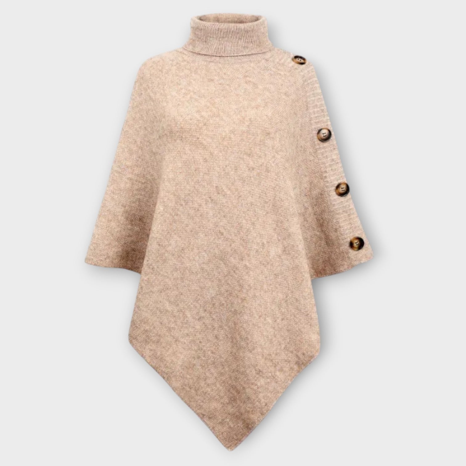 Irene | Poncho aus Strick Damen Rollkragen Asymmetrisch