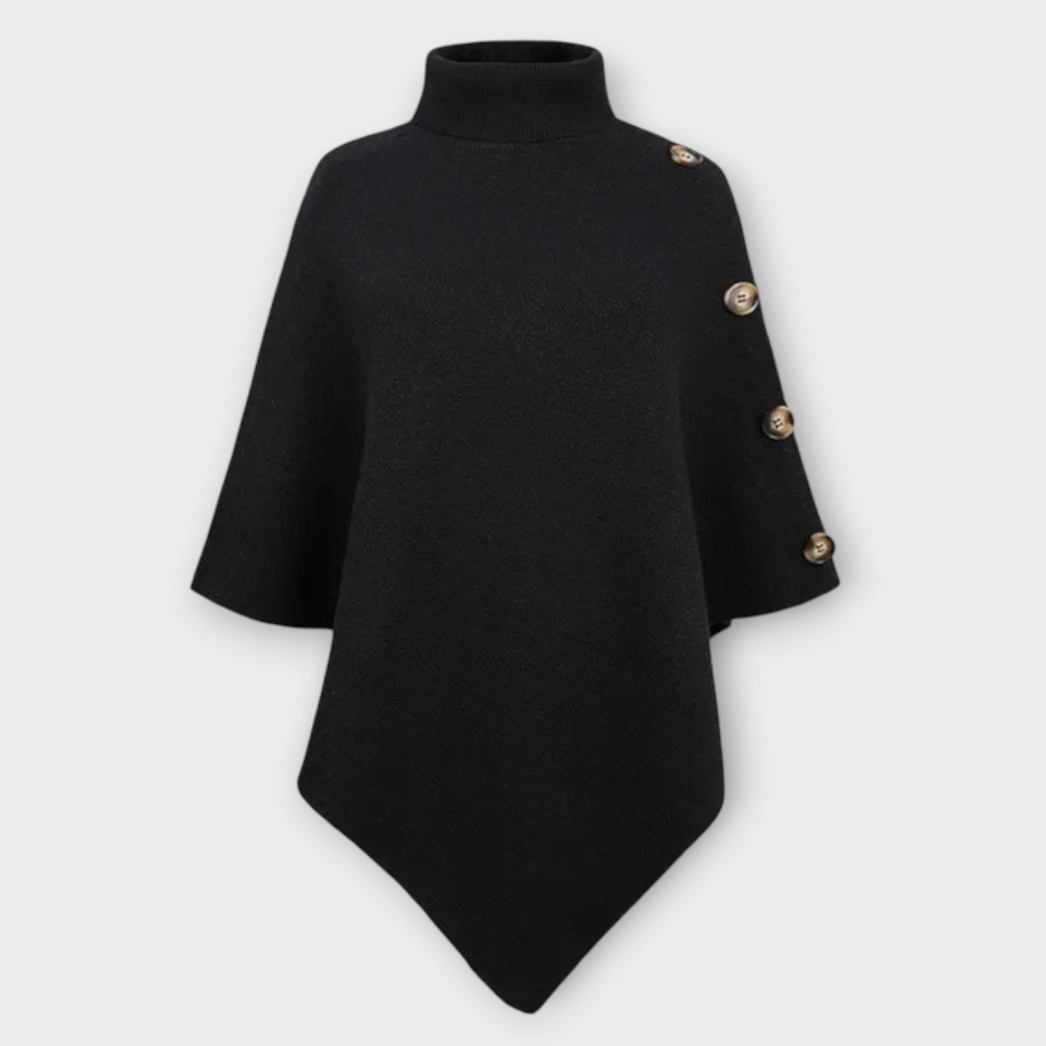 Irene | Poncho aus Strick Damen Rollkragen Asymmetrisch