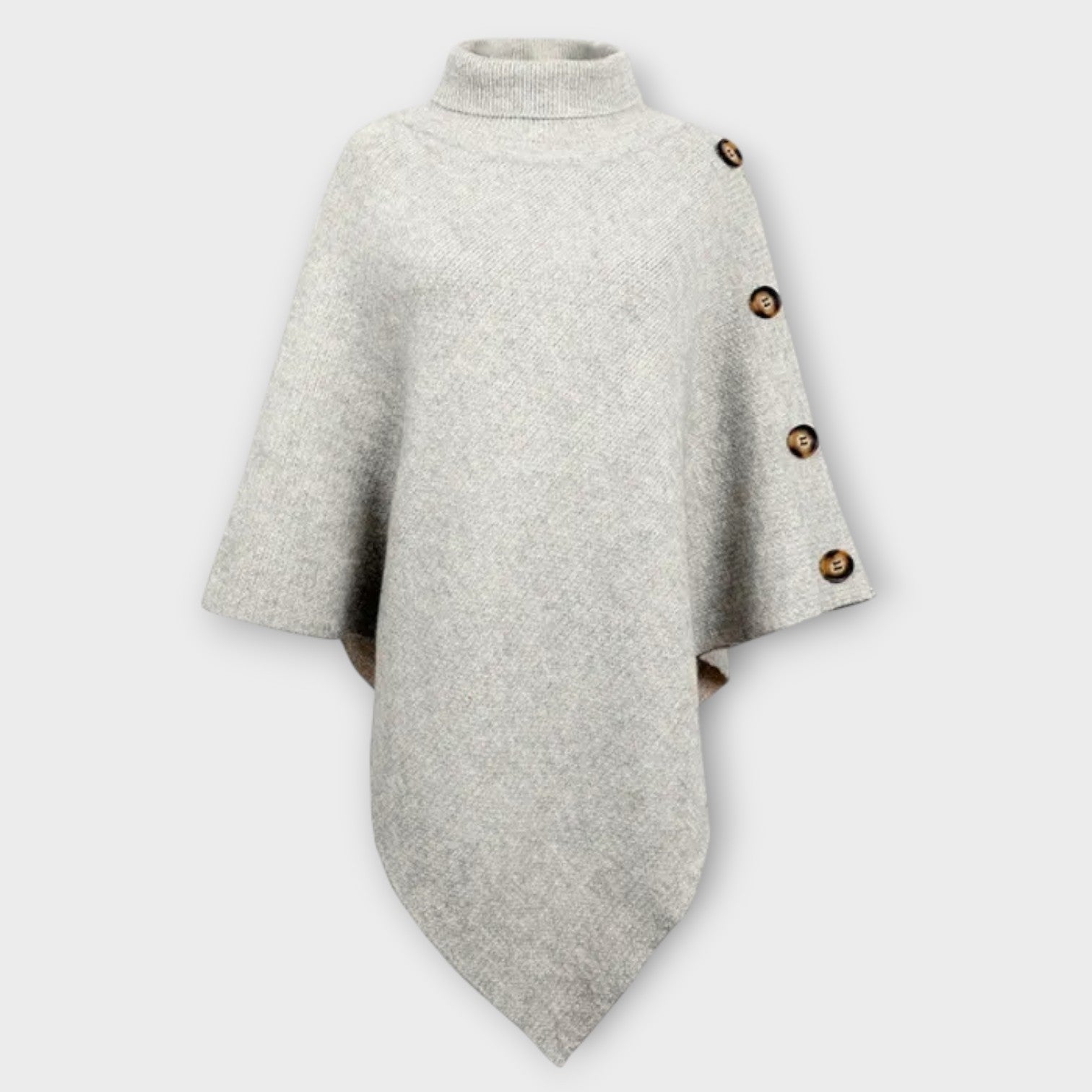 Irene | Poncho aus Strick Damen Rollkragen Asymmetrisch