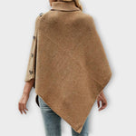 Irene | Poncho aus Strick Damen Rollkragen Asymmetrisch