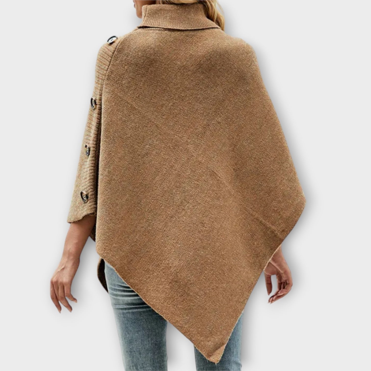 Irene | Poncho aus Strick Damen Rollkragen Asymmetrisch