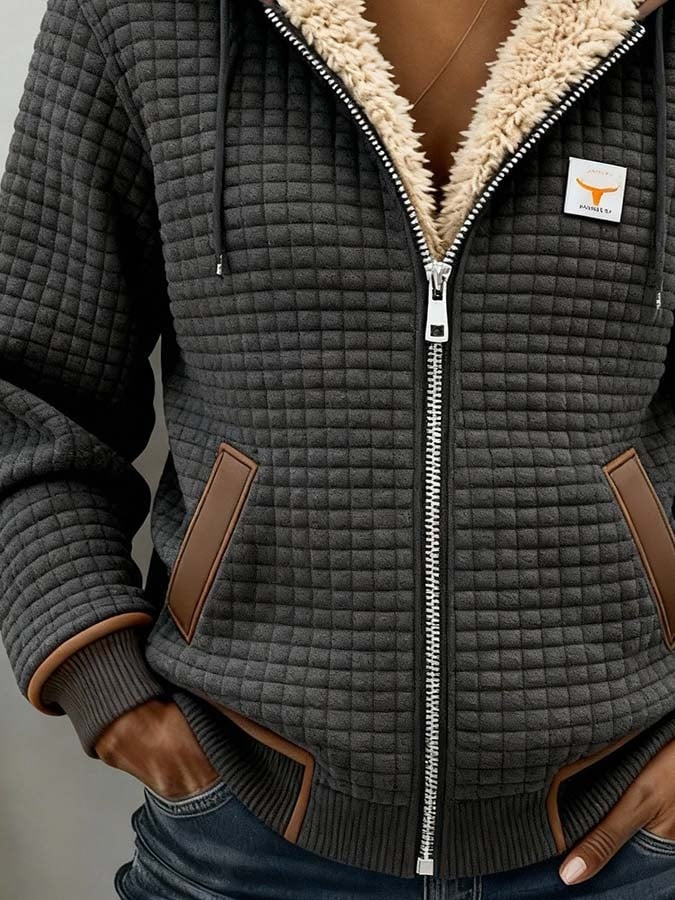 Isabelle | Fleecejacke Damen Jacke Fleece mit Kapuze Sherpa-Futter Reißverschluss