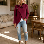 Isabelle | Grobstrick Pullover mit Schalkragen Damen Asymmetrisch