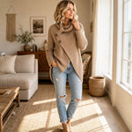 Isabelle | Grobstrick Pullover mit Schalkragen Damen Asymmetrisch