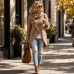 Isabelle | Grobstrick Pullover mit Schalkragen Damen Asymmetrisch