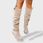 Isabelle | Kniehohe Stiefel Damen Wildleder Blockabsatz