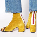Isabelle | Stiefeletten Damen Veloursleder Blockabsatz Leoprint