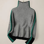 Johanna | Pullover Damen Rollkragen Strickpullover Zickzack-Muster