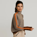 Johanna | Pullover Damen Rollkragen Strickpullover Zickzack-Muster