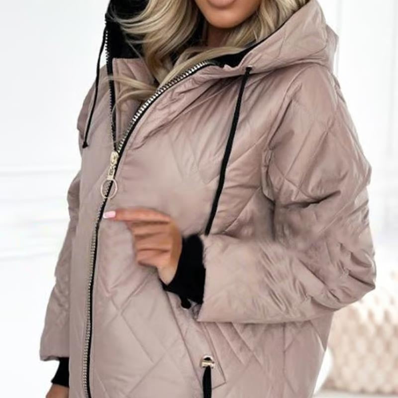 Johanna | Steppjacke mit Kapuze Damen Reissverschluss Oversized