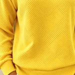 Johanna | Sweatshirt aus Baumwollmischung mit V-Ausschnitt Damen Raglanärmel Strukturmuster