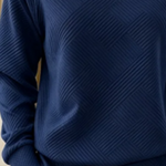 Johanna | Sweatshirt aus Baumwollmischung mit V-Ausschnitt Damen Raglanärmel Strukturmuster