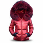 Johanna | Winterjacke mit Fellkapuze Damen Wattiert Kurz Glänzend