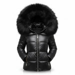 Johanna | Winterjacke mit Fellkapuze Damen Wattiert Kurz Glänzend