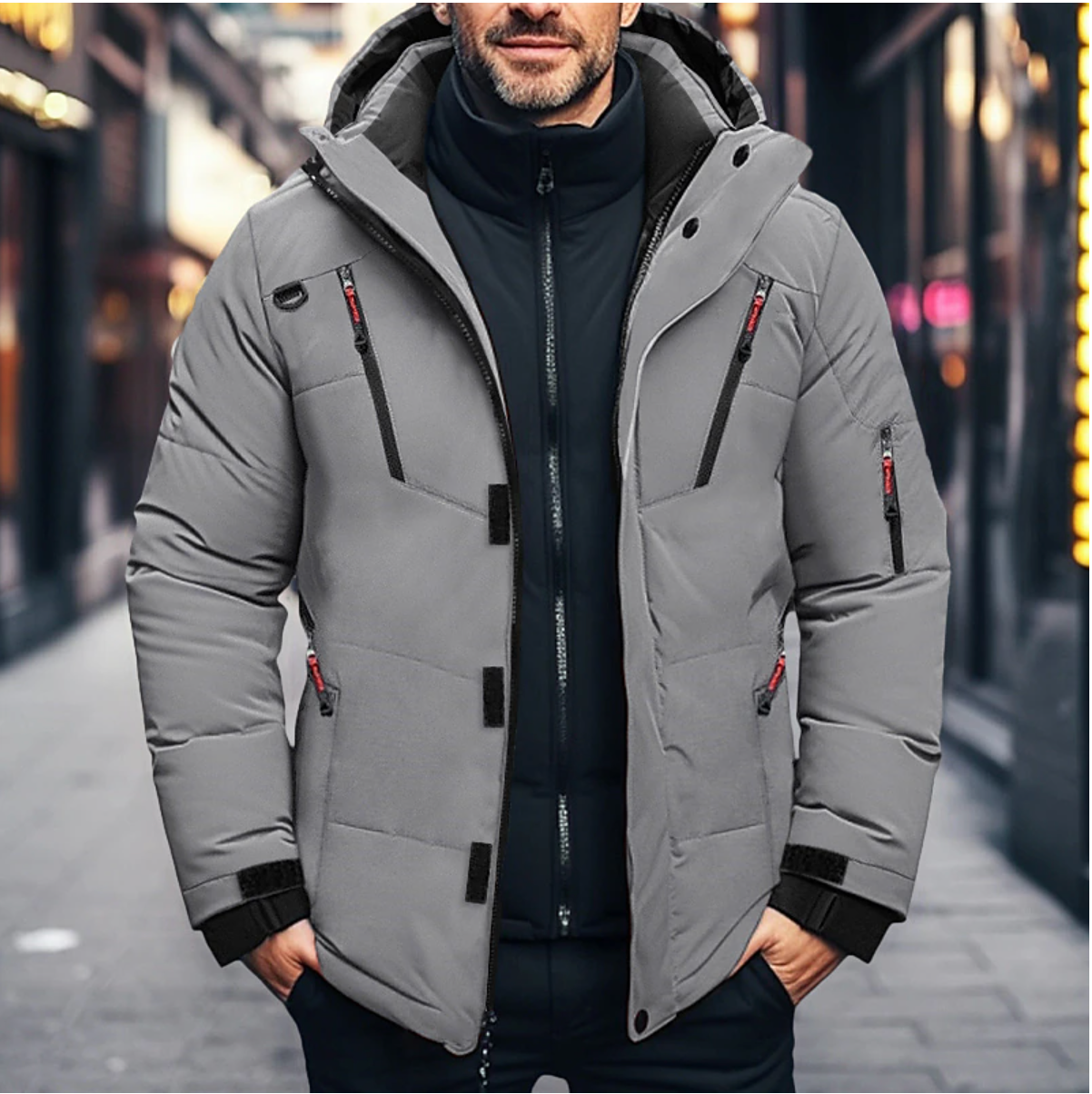 Jonas | Steppjacke mit Kapuze Herren Winterparka Stehkragen