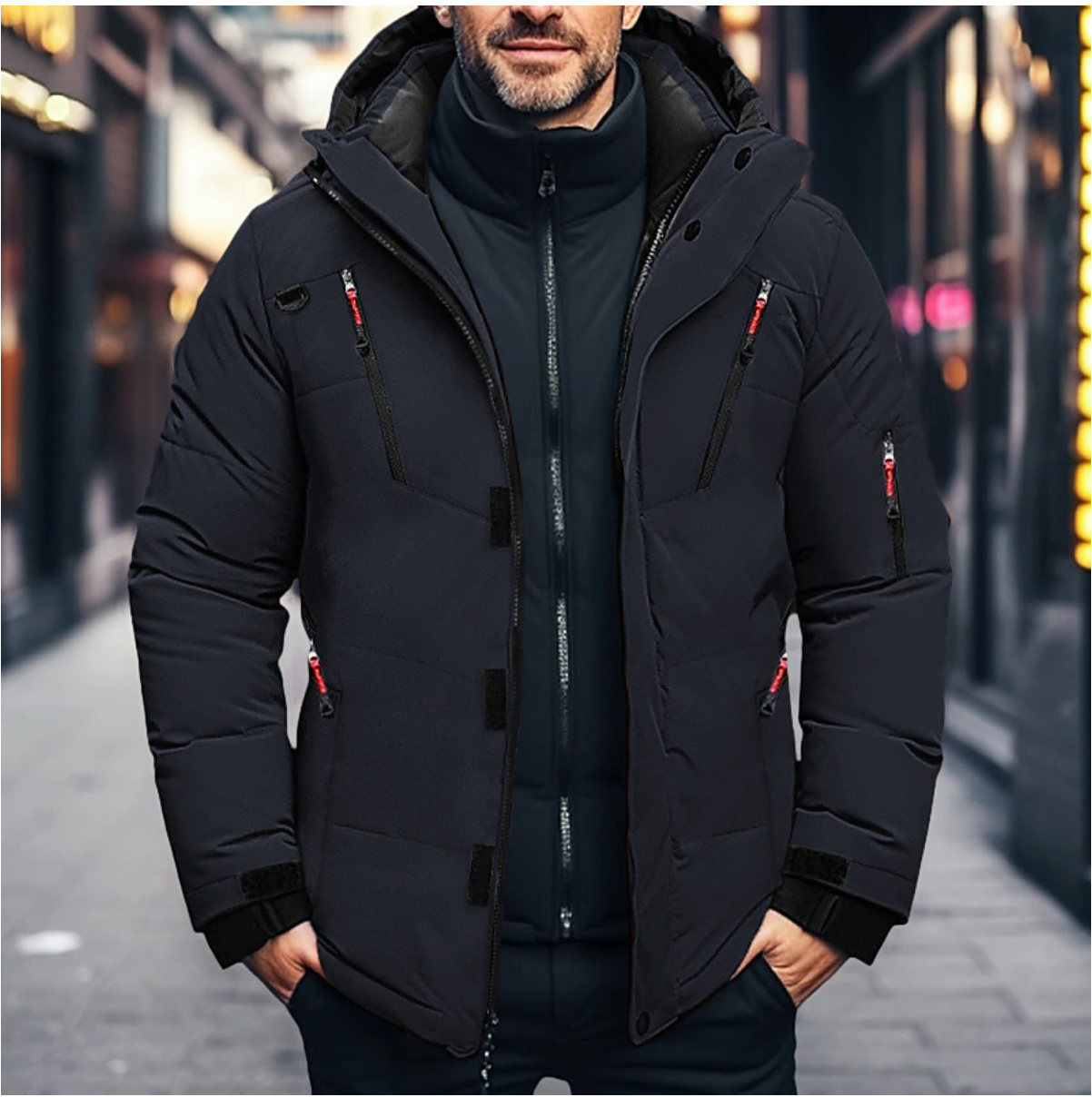 Jonas | Steppjacke mit Kapuze Herren Winterparka Stehkragen