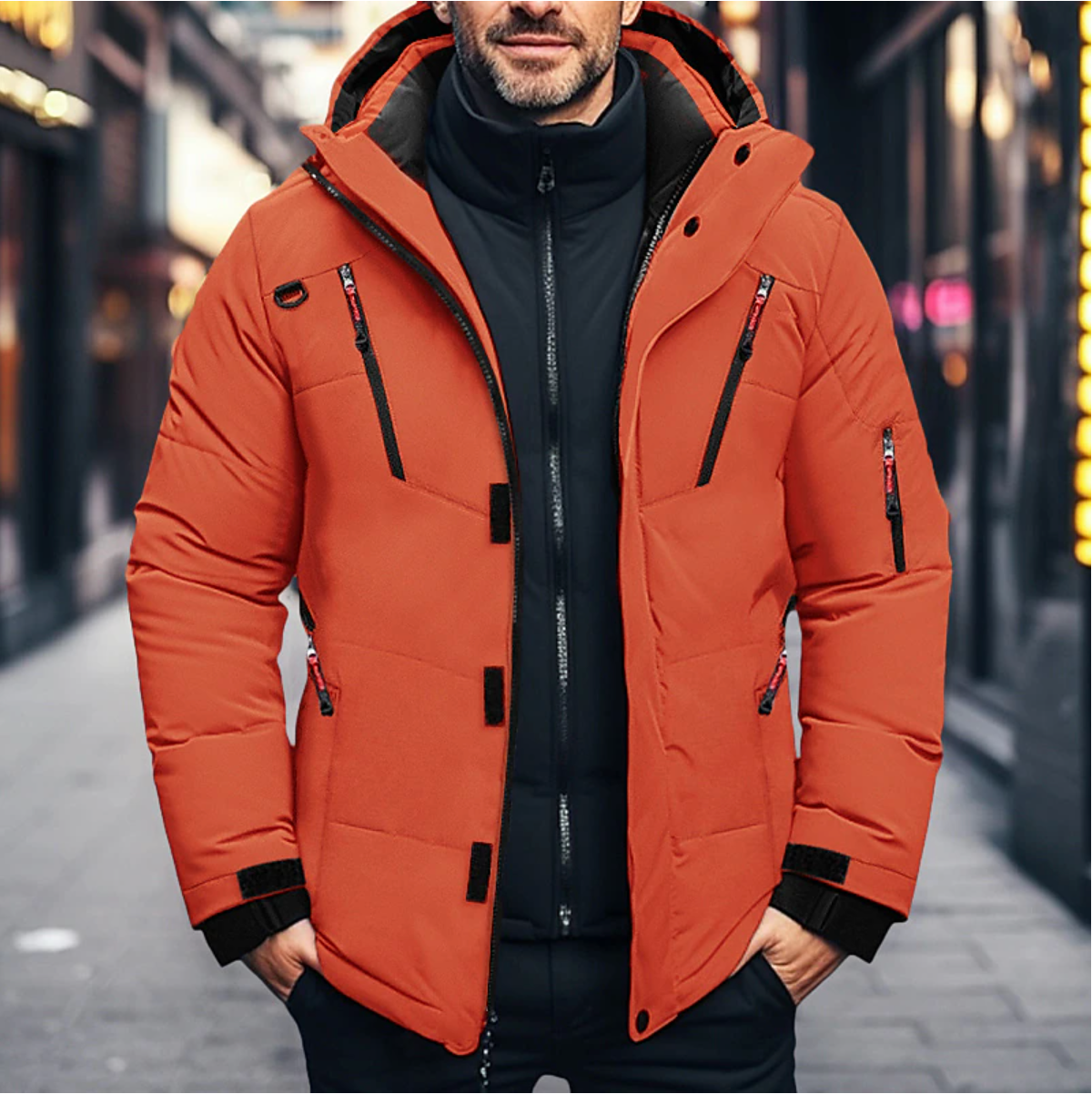 Jonas | Steppjacke mit Kapuze Herren Winterparka Stehkragen