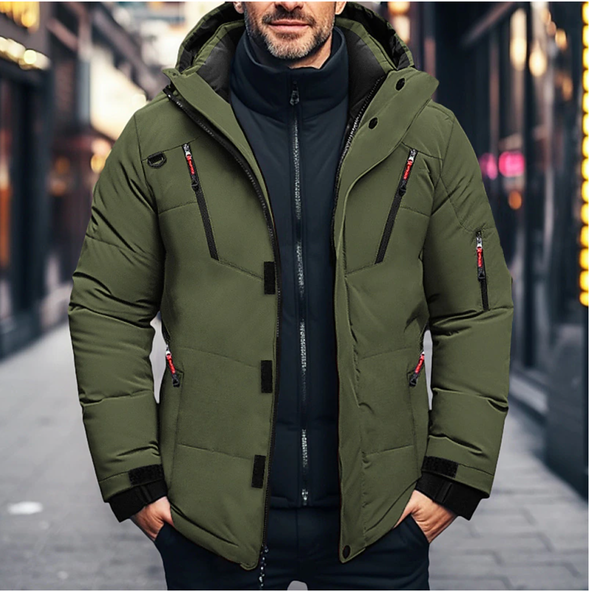 Jonas | Steppjacke mit Kapuze Herren Winterparka Stehkragen