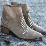 Josephine | Stiefeletten Damen Wildleder Nieten Blockabsatz