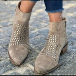 Josephine | Stiefeletten Damen Wildleder Nieten Blockabsatz