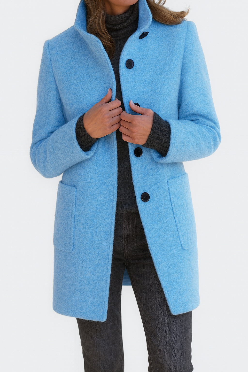Josephine | Wollmantel Damen Stehkragen Midi