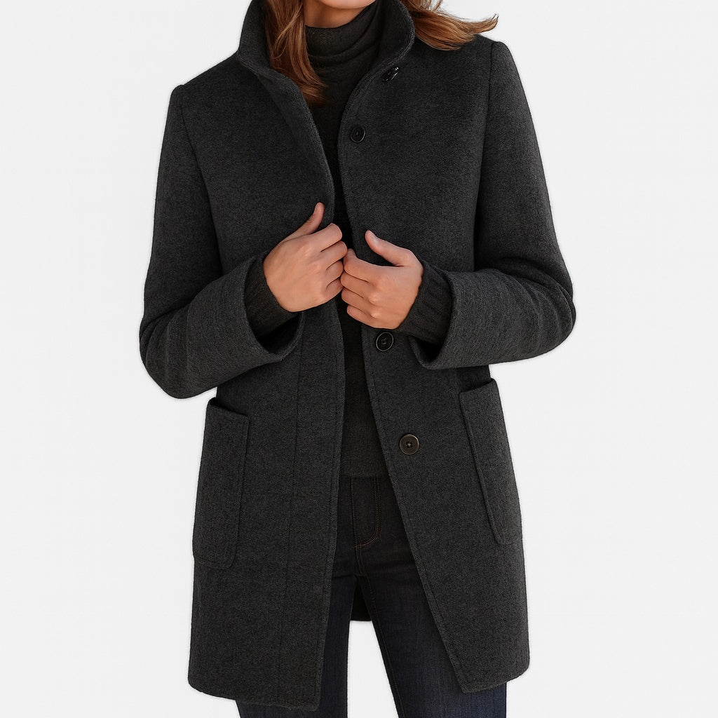 Josephine | Wollmantel Damen Stehkragen Midi