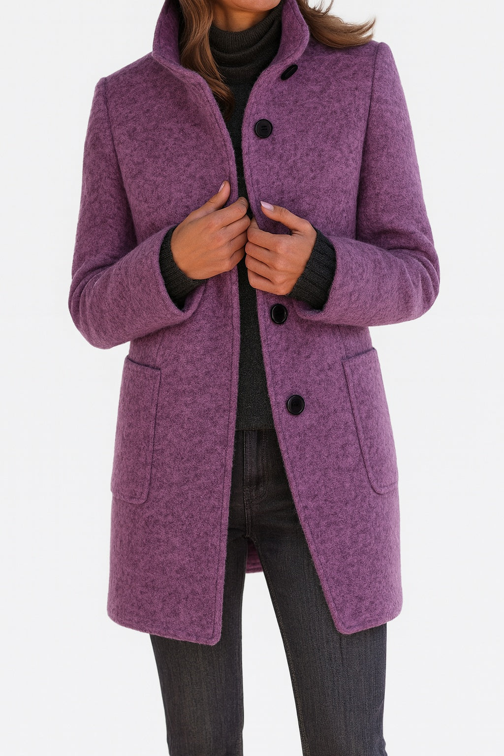 Josephine | Wollmantel Damen Stehkragen Midi