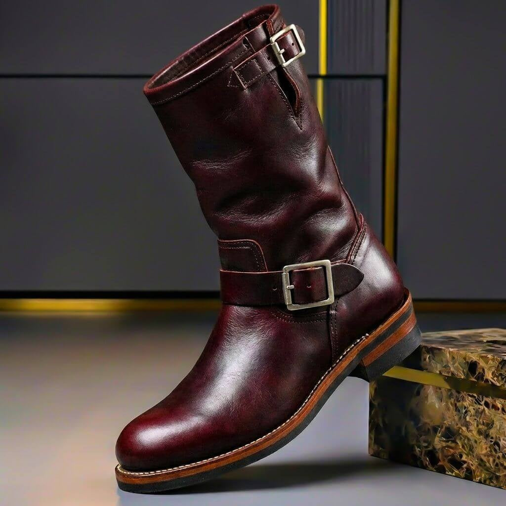Kaspar | Engineer Stiefel Herren Echtleder Mittelhoher Schaft mit Schnallen