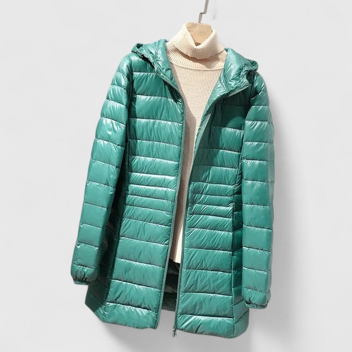 Ladina | Steppjacke mit Kapuze Damen Leicht Hüftlang