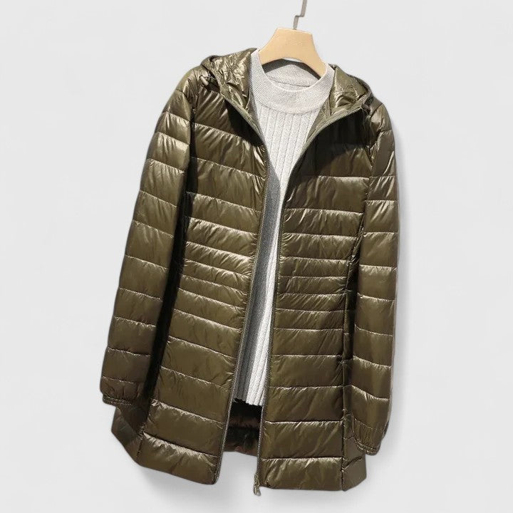 Ladina | Steppjacke mit Kapuze Damen Leicht Hüftlang