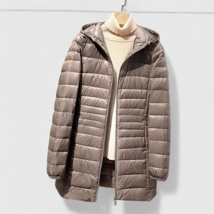 Ladina | Steppjacke mit Kapuze Damen Leicht Hüftlang