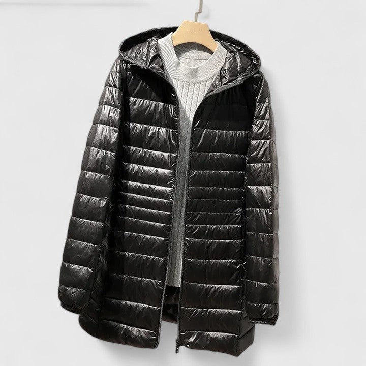 Ladina | Steppjacke mit Kapuze Damen Leicht Hüftlang