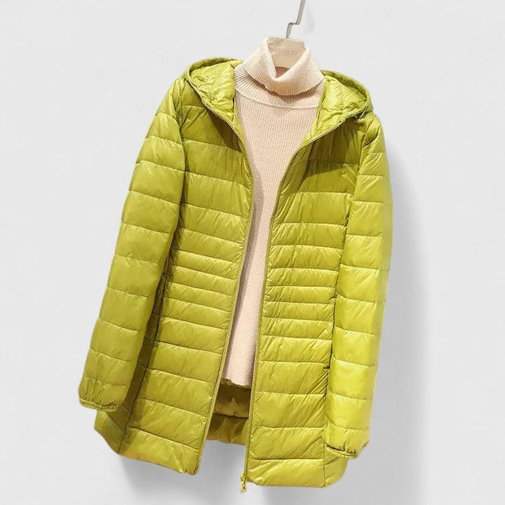 Ladina | Steppjacke mit Kapuze Damen Leicht Hüftlang