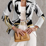 Ladina | Taillierte Jacke Damen im Blazer-Stil mit Pinselstrich-Druck