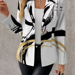 Ladina | Taillierte Jacke Damen im Blazer-Stil mit Pinselstrich-Druck