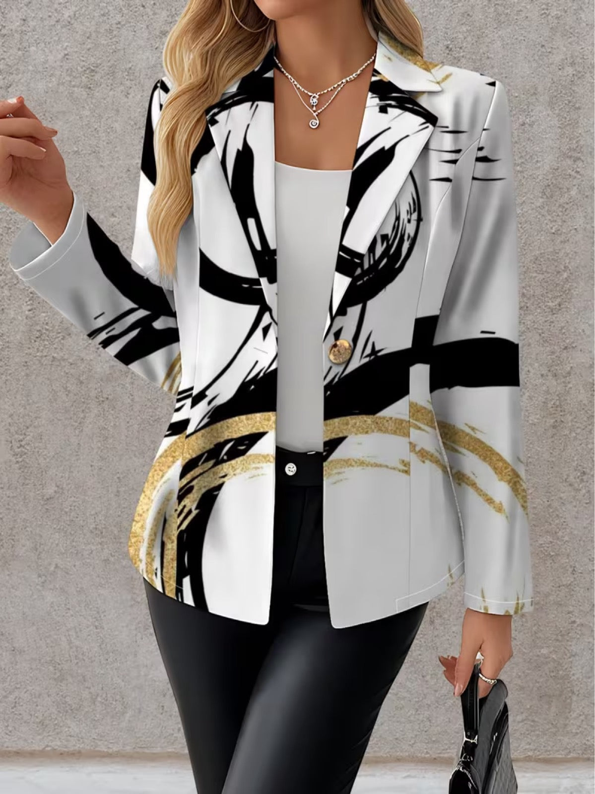 Ladina | Taillierte Jacke Damen im Blazer-Stil mit Pinselstrich-Druck