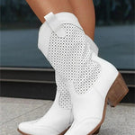 Leonie | Botas Camperas Damen Perforiert Blockabsatz
