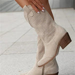 Leonie | Botas Camperas Damen Perforiert Blockabsatz
