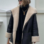 Leonie | Lammfelljacke Damen Oversize Kunstleder Teddy-Fell