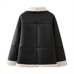 Leonie | Lammfelljacke Damen Oversize Kunstleder Teddy-Fell