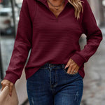 Leonie | Pullover Damen Half-Zip Strickstruktur Langarm