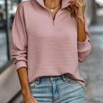 Leonie | Pullover Damen Half-Zip Strickstruktur Langarm