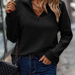 Leonie | Pullover Damen Half-Zip Strickstruktur Langarm