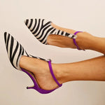 Leonie | Pumps Damen Spitze Zebraprint Kitten Heel