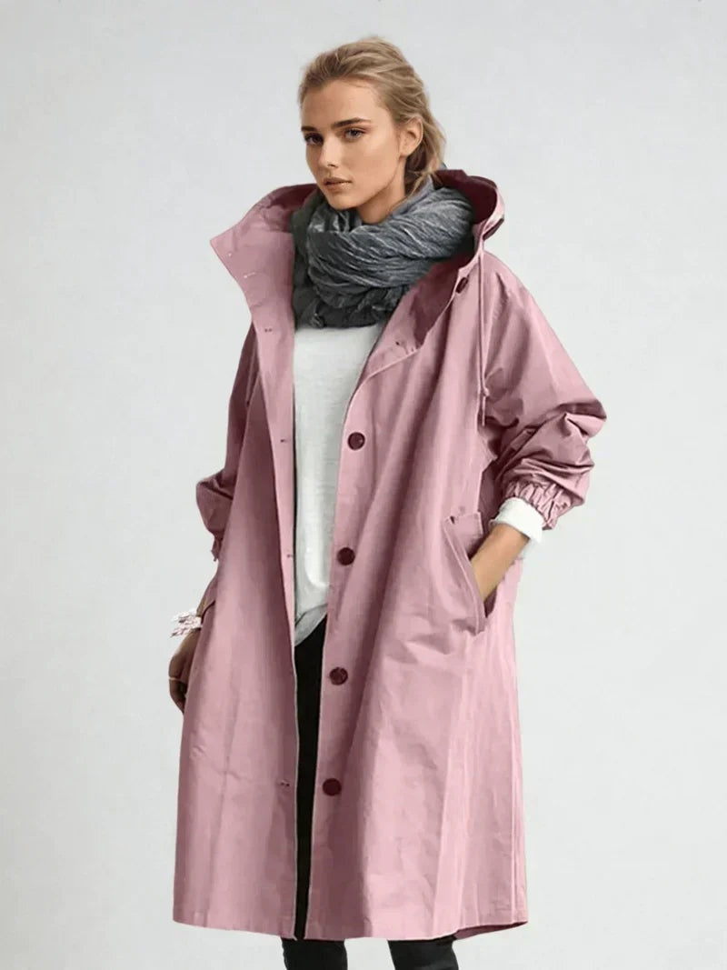 Leonie | Regenjacke Damen Lang mit Kapuze Übergroß