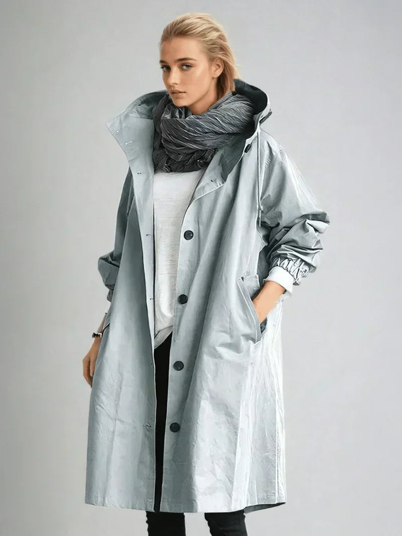 Leonie | Regenjacke Damen Lang mit Kapuze Übergroß