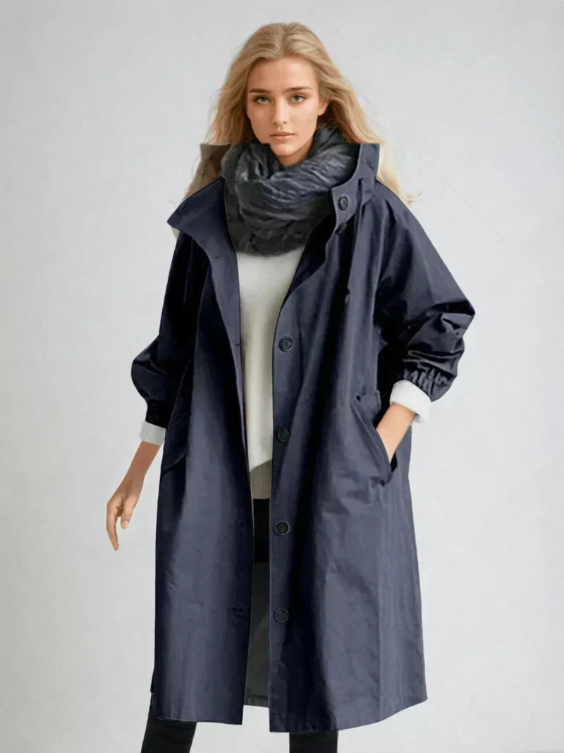 Leonie | Regenjacke Damen Lang mit Kapuze Übergroß