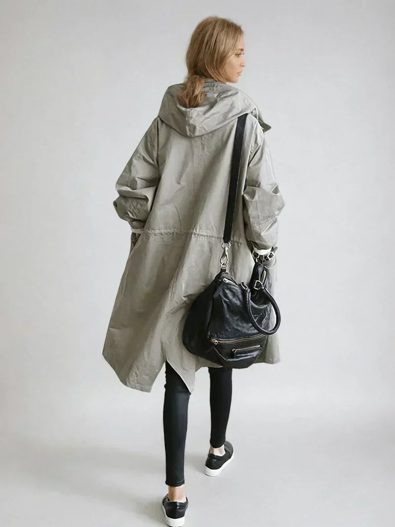 Leonie | Regenjacke Damen Lang mit Kapuze Übergroß